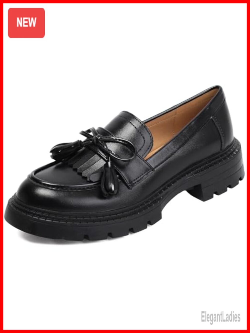 Chunky Platform Loafers for Women - Slip-On Leather Shoes